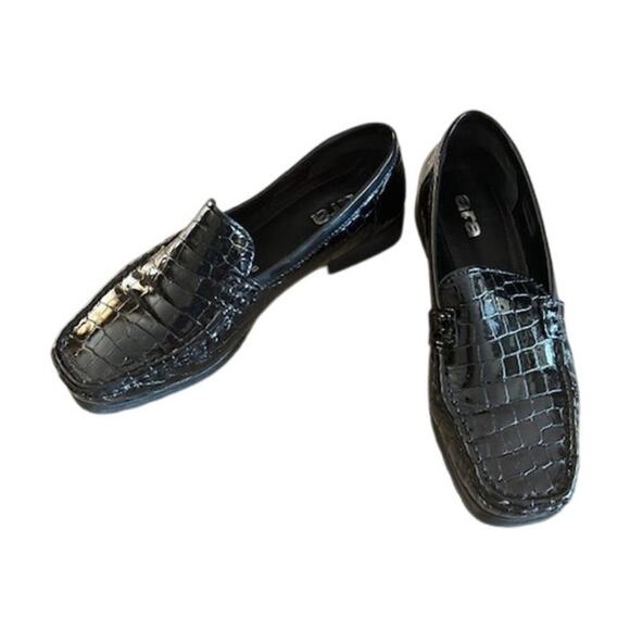 ara Portland Croc-Embossed Patent Loafers 8.5 M – Black, Slip-On - Picture 2 of 9